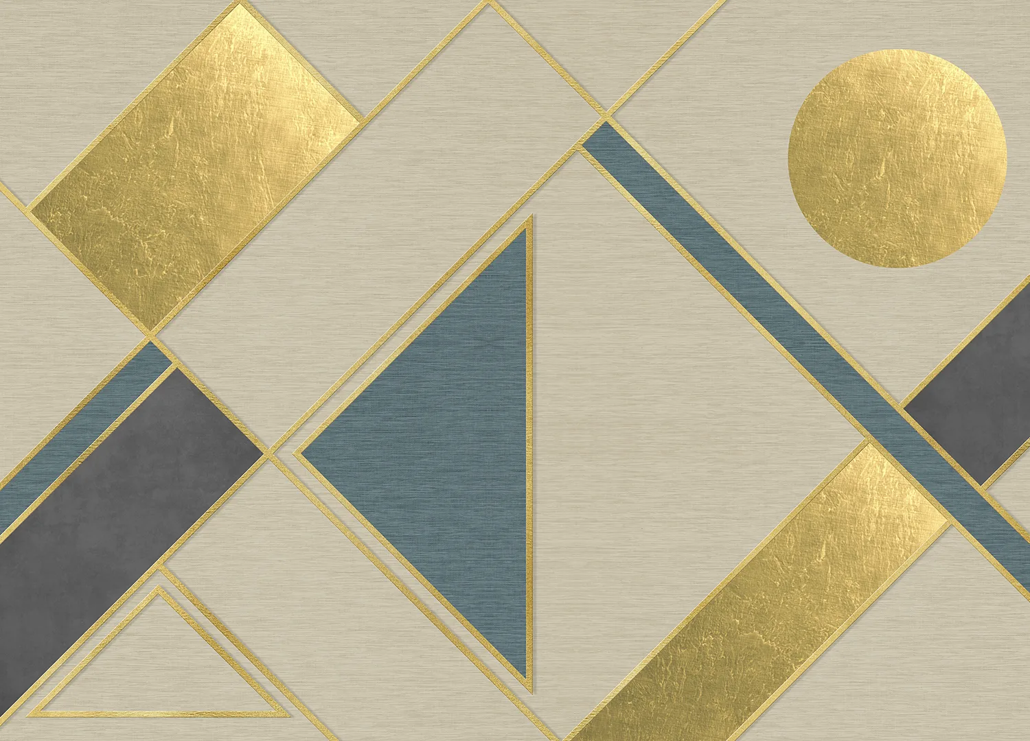 Custom Size Wall Mural Golden Geometry | Premium Non-Woven Wallpaper | FT5P 352315