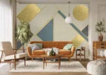 Custom Size Wall Mural Golden Geometry | Premium Non-Woven Wallpaper | FT5P 352315