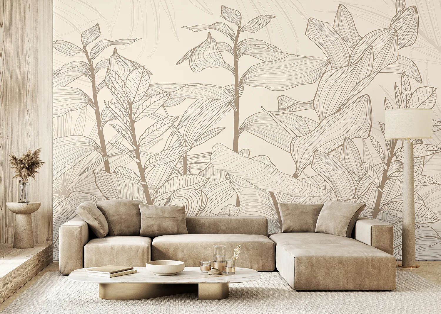 Custom Size Wall Mural Seamless Tropical Lines | Premium Non-Woven Wallpaper | FT5P 352367 2