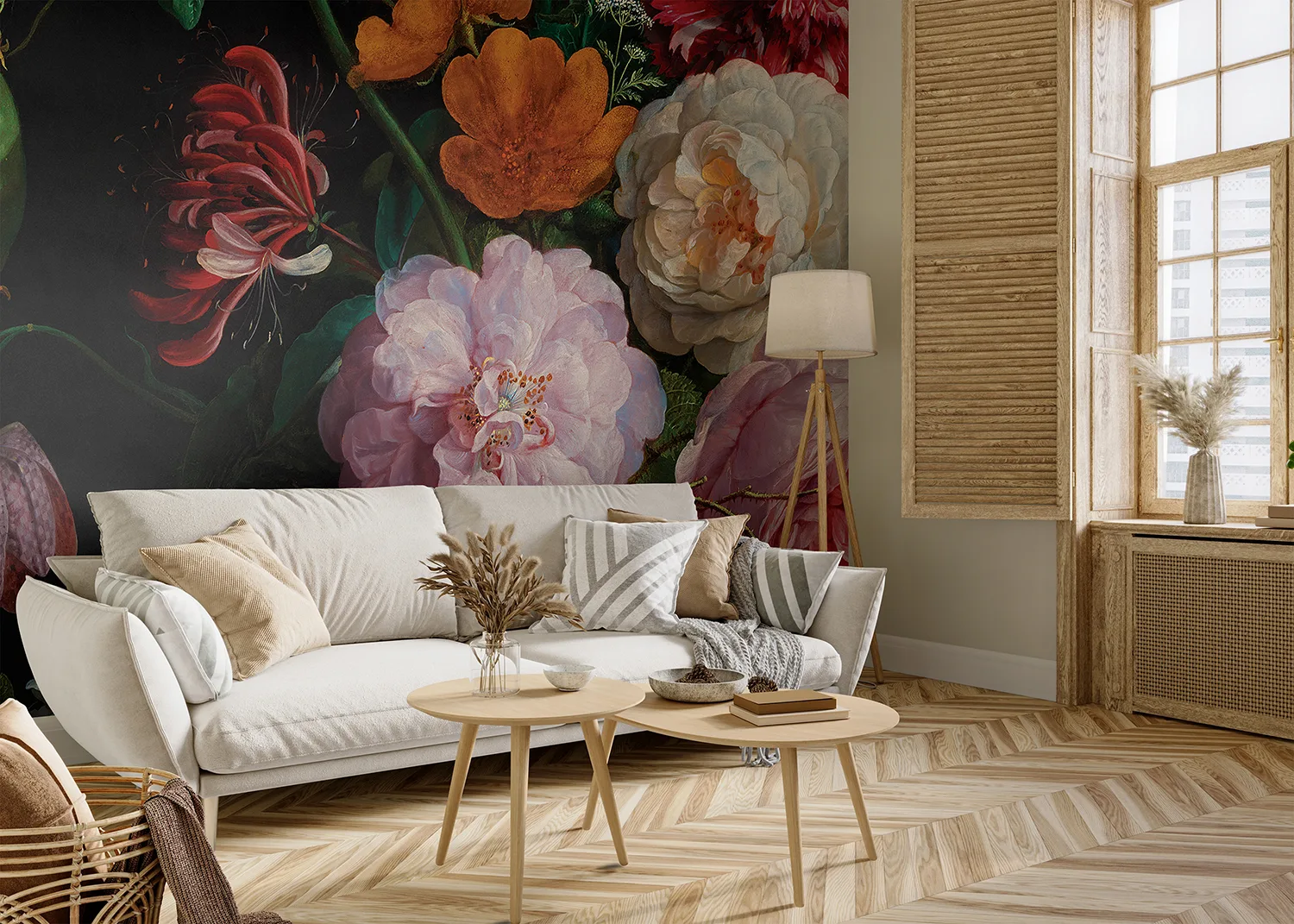 Custom Size Wall Mural Blooming Painting  | Premium Non-Woven Wallpaper | FT5P 352379 2