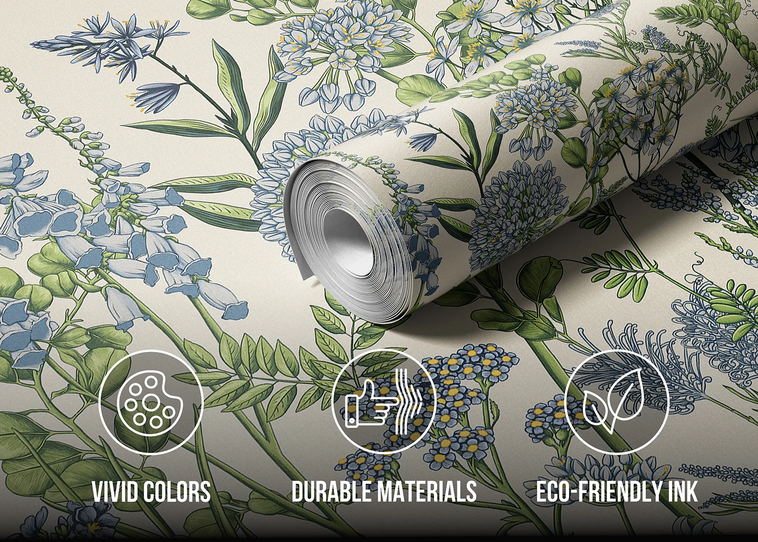 Custom Size Wall Mural Vetch Flowers on Beige | Premium Non-Woven Wallpaper | FT5P 352411 4