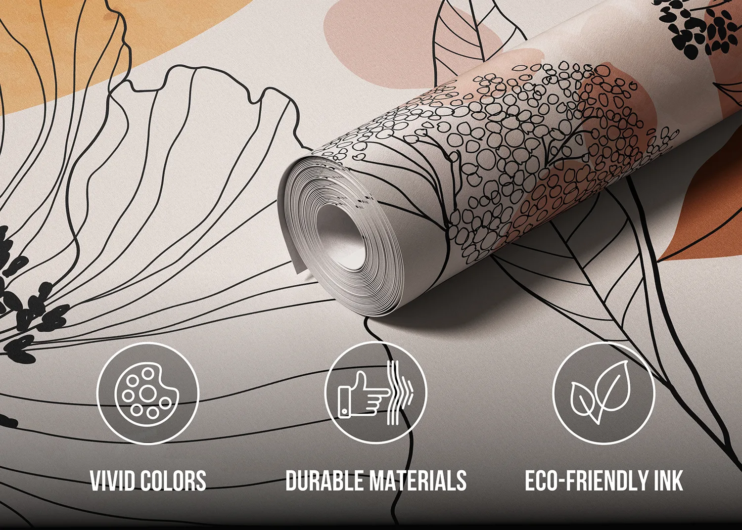 Custom Size Wall Mural Boho Garden Sketch | Premium Non-Woven Wallpaper | FT5P 352431 3