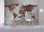 Custom Size Wall Mural Industrial World Map | Premium Non-Woven Wallpaper | FT5P 352459