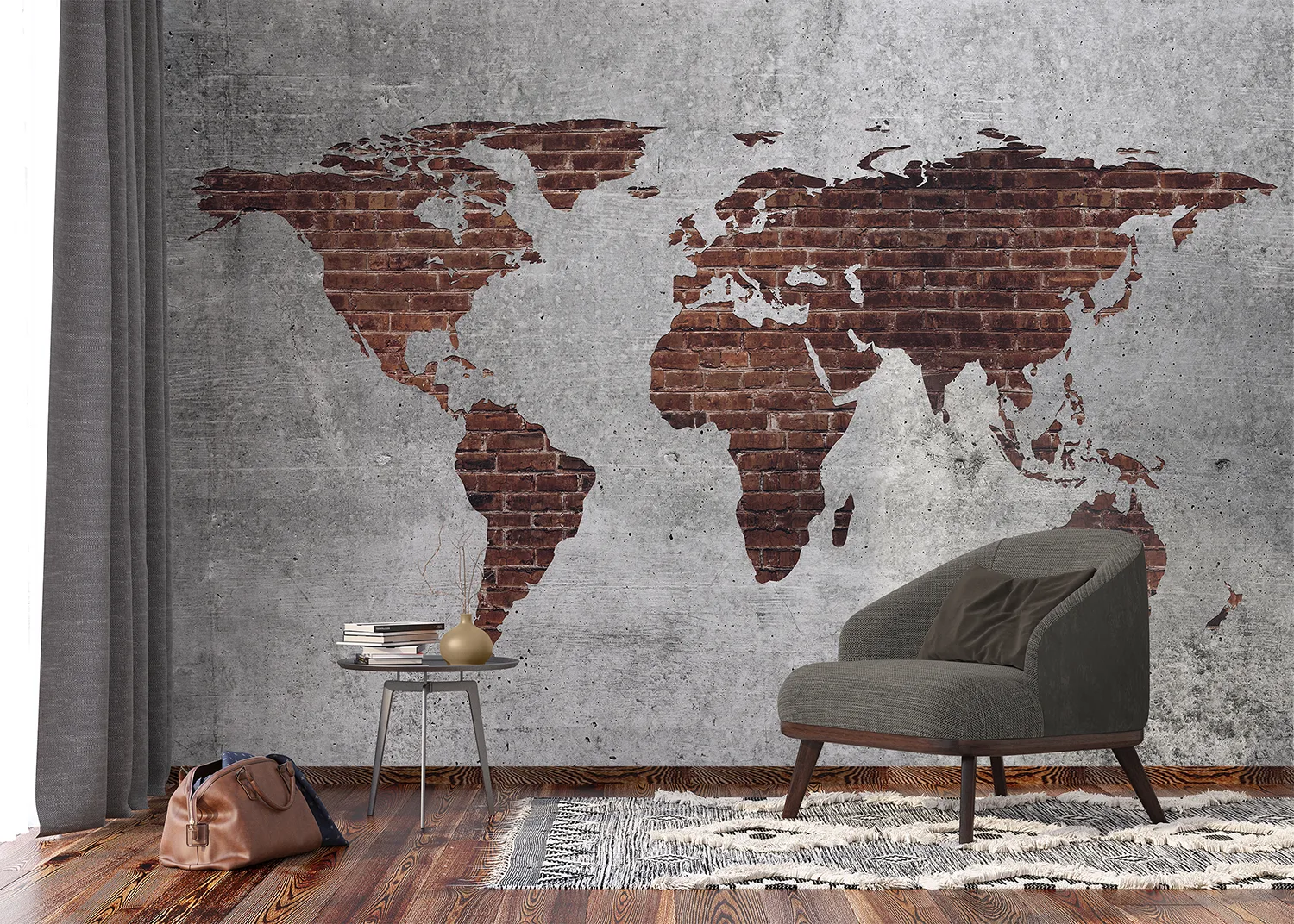 Custom Size Wall Mural Industrial World Map | Premium Non-Woven Wallpaper | FT5P 352459 2