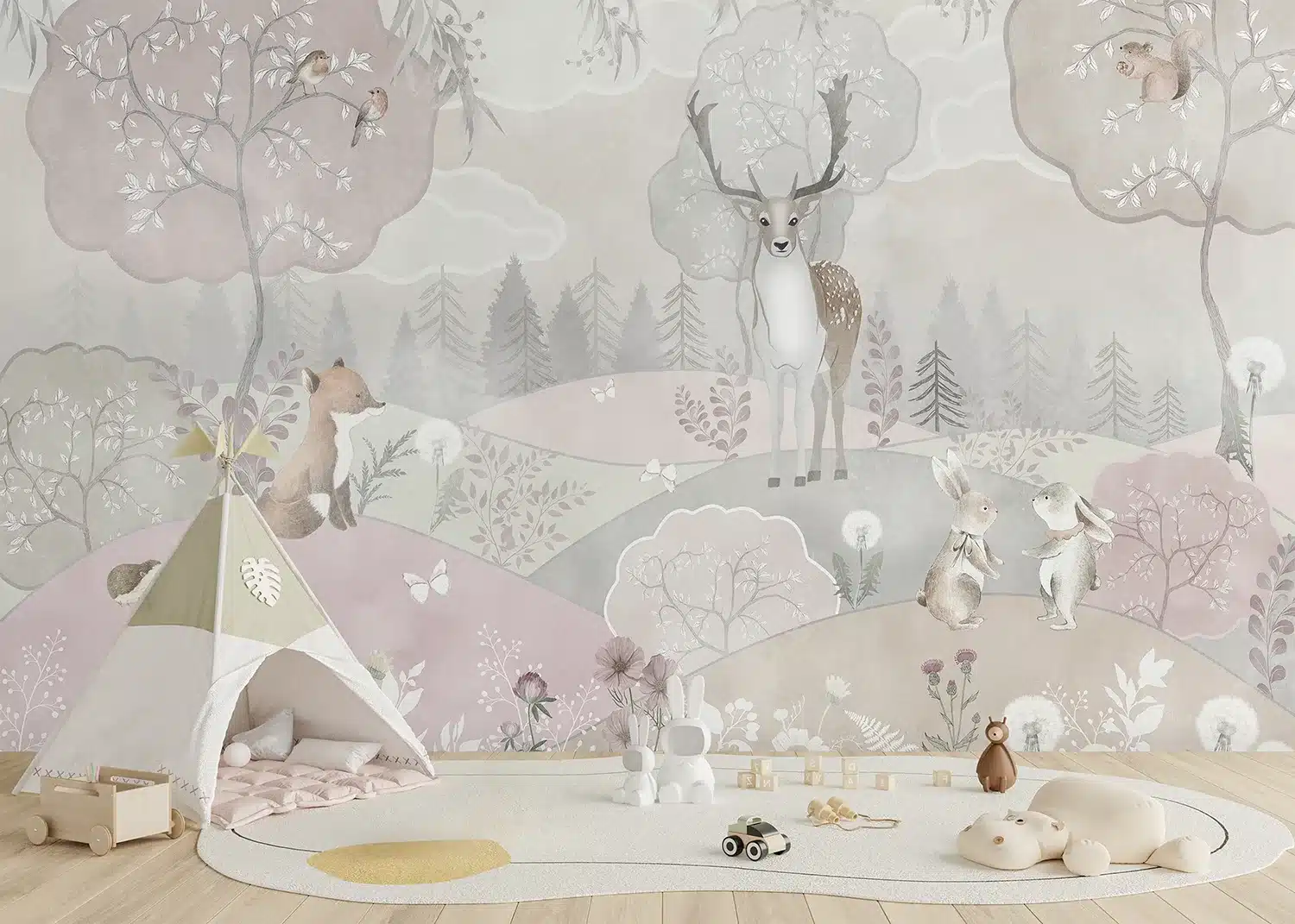 Custom Size Wall Mural Pastel Forest | Premium Non-Woven Wallpaper | FT5P3087 3