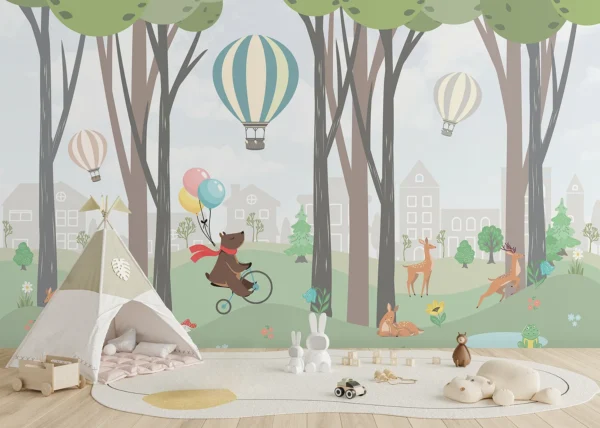 Wall Mural Bear with Balloons, 375 x 270 cm, FT5P 3095