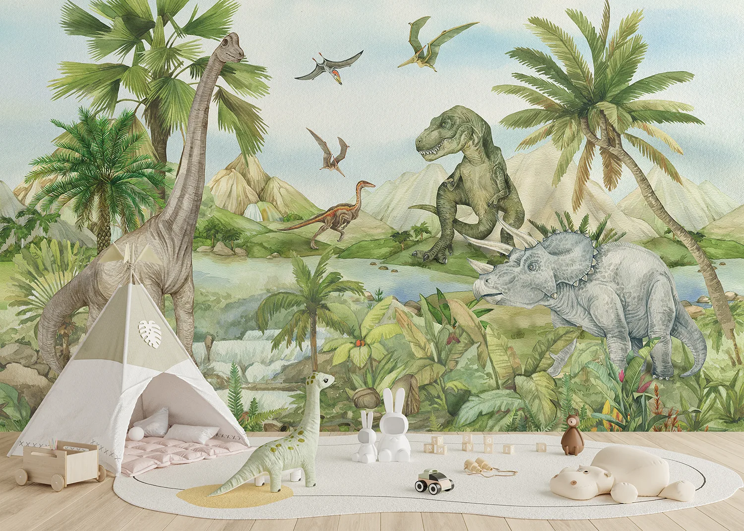 Custom Size Wall Mural Dino World | Premium Non-Woven Wallpaper | FT5P352179 3