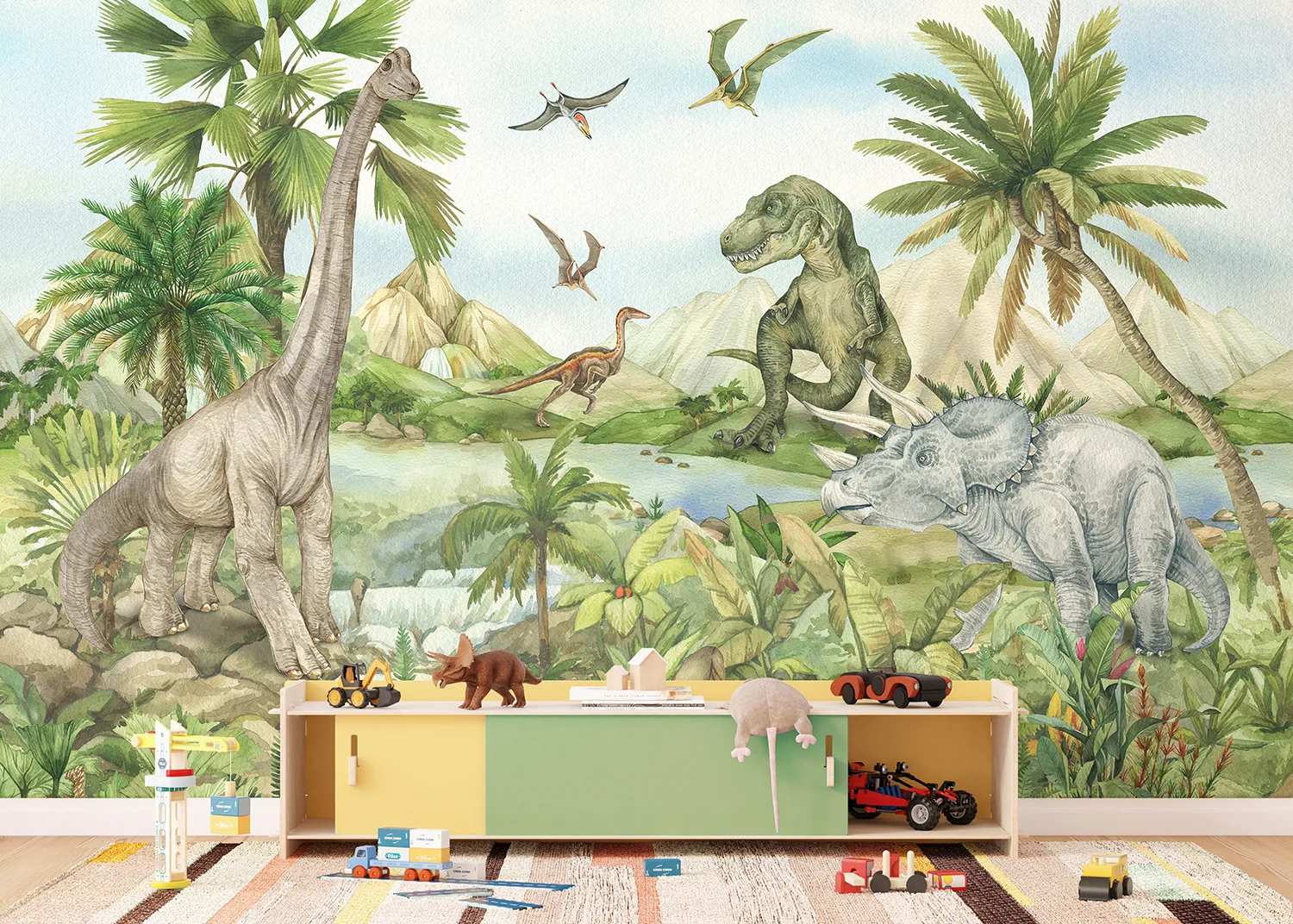 Custom Size Wall Mural Dino World | Premium Non-Woven Wallpaper | FT5P352179