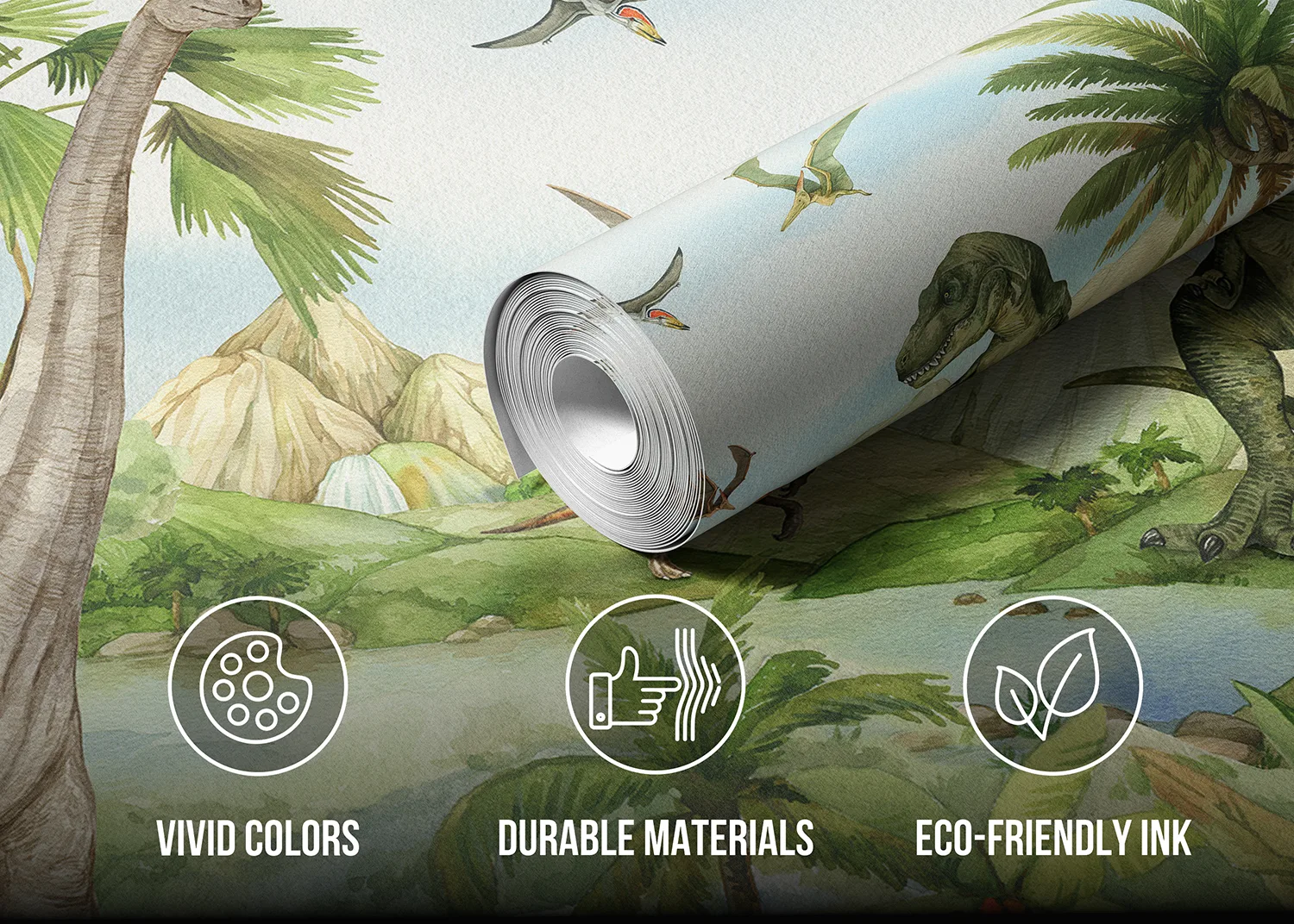 Custom Size Wall Mural Dino World | Premium Non-Woven Wallpaper | FT5P352179 4