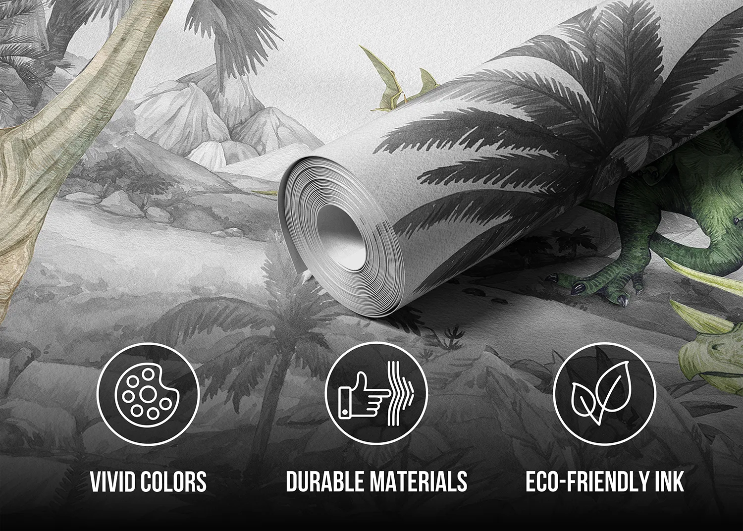 Custom Size Wall Mural Faded Dino World | Premium Non-Woven Wallpaper | FT5P352181 3