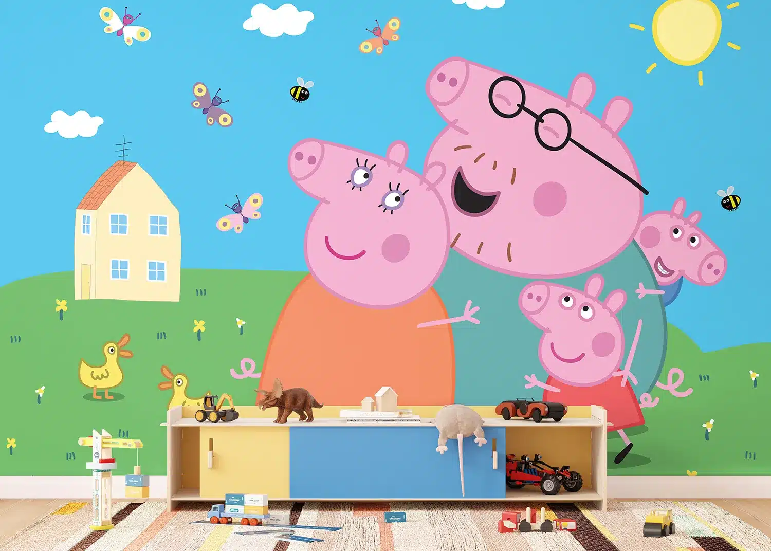 Custom Size Wall Mural Peppa Pig Home | Premium Non-Woven Wallpaper | FTD5P352201 2
