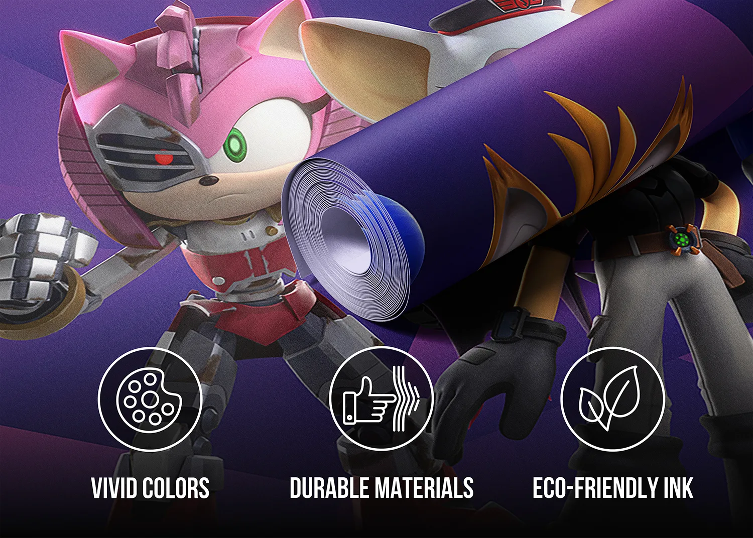 Custom Size Wall Mural Sonic and Friends | Premium Non-Woven Wallpaper | FTD5P352205 3