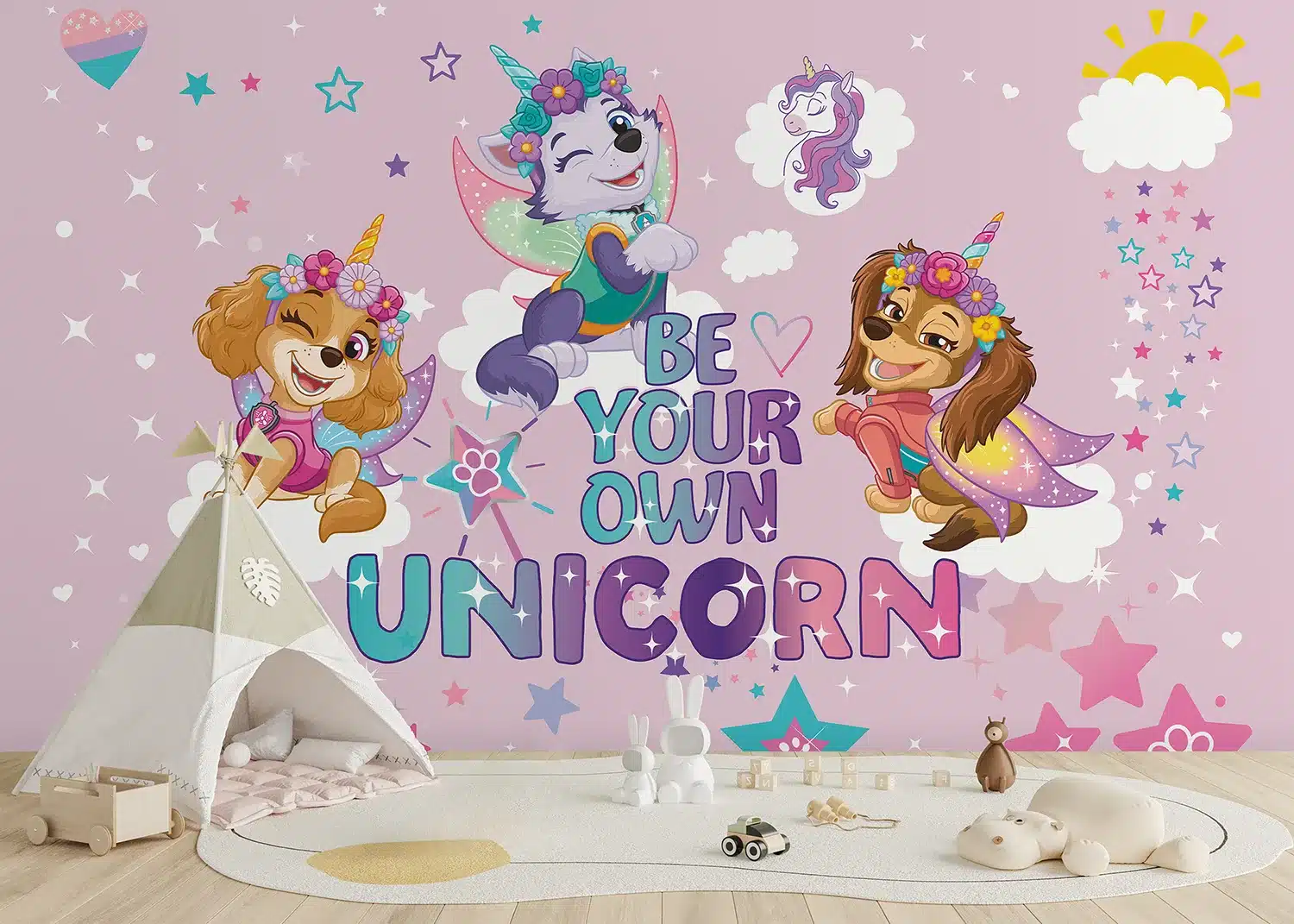 Custom Size Wall Mural Paw Patrol Unicorn | Premium Non-Woven Wallpaper | FTD5P352281 3
