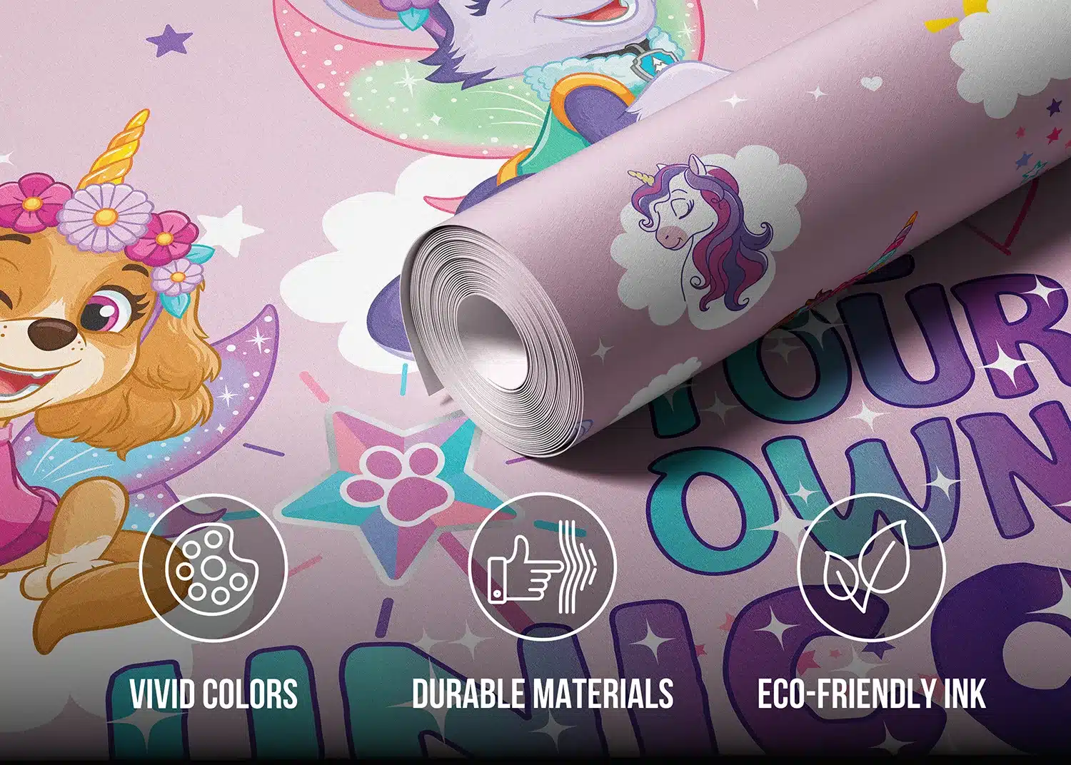 Custom Size Wall Mural Paw Patrol Unicorn | Premium Non-Woven Wallpaper | FTD5P352281 4