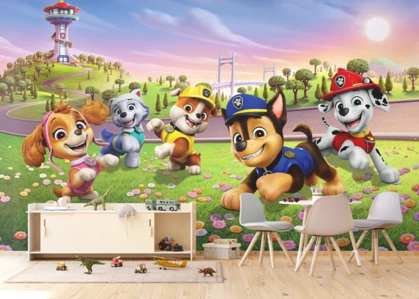 Wall Mural Paw Patrol Pups on the Flower Field, 375 x 270 cm, FTD5P 352283
