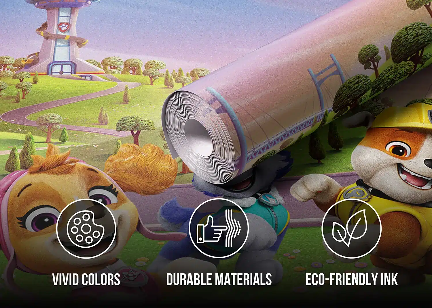 Custom Size Wall Mural Paw Patrol Pups on the Flower Field | Premium Non-Woven Wallpaper | FTD5P352283 3