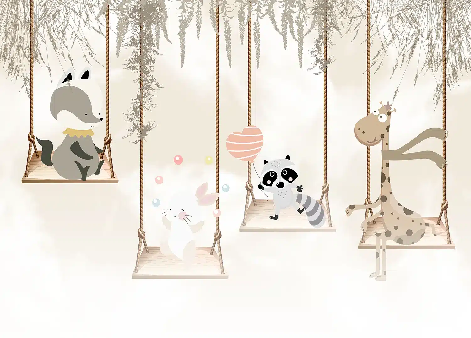 Custom Size Wall Mural Forest Swings | Premium Non-Woven Wallpaper | FTD5P352353