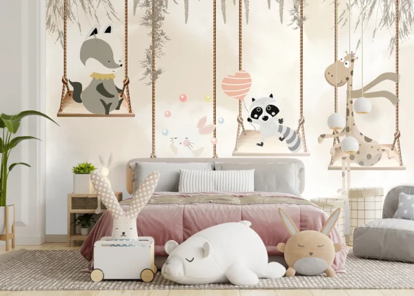 Custom Size Wall Mural Forest Swings | Premium Non-Woven Wallpaper | FTD5P 352353