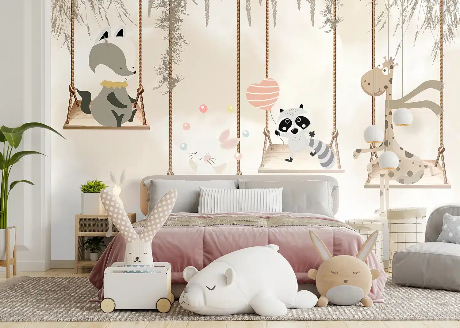 Custom Size Wall Mural Forest Swings | Premium Non-Woven Wallpaper | FTD5P352353