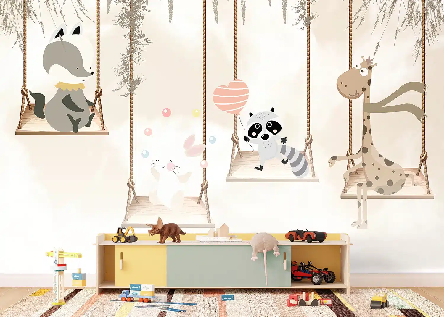Custom Size Wall Mural Forest Swings | Premium Non-Woven Wallpaper | FTD5P352353 2