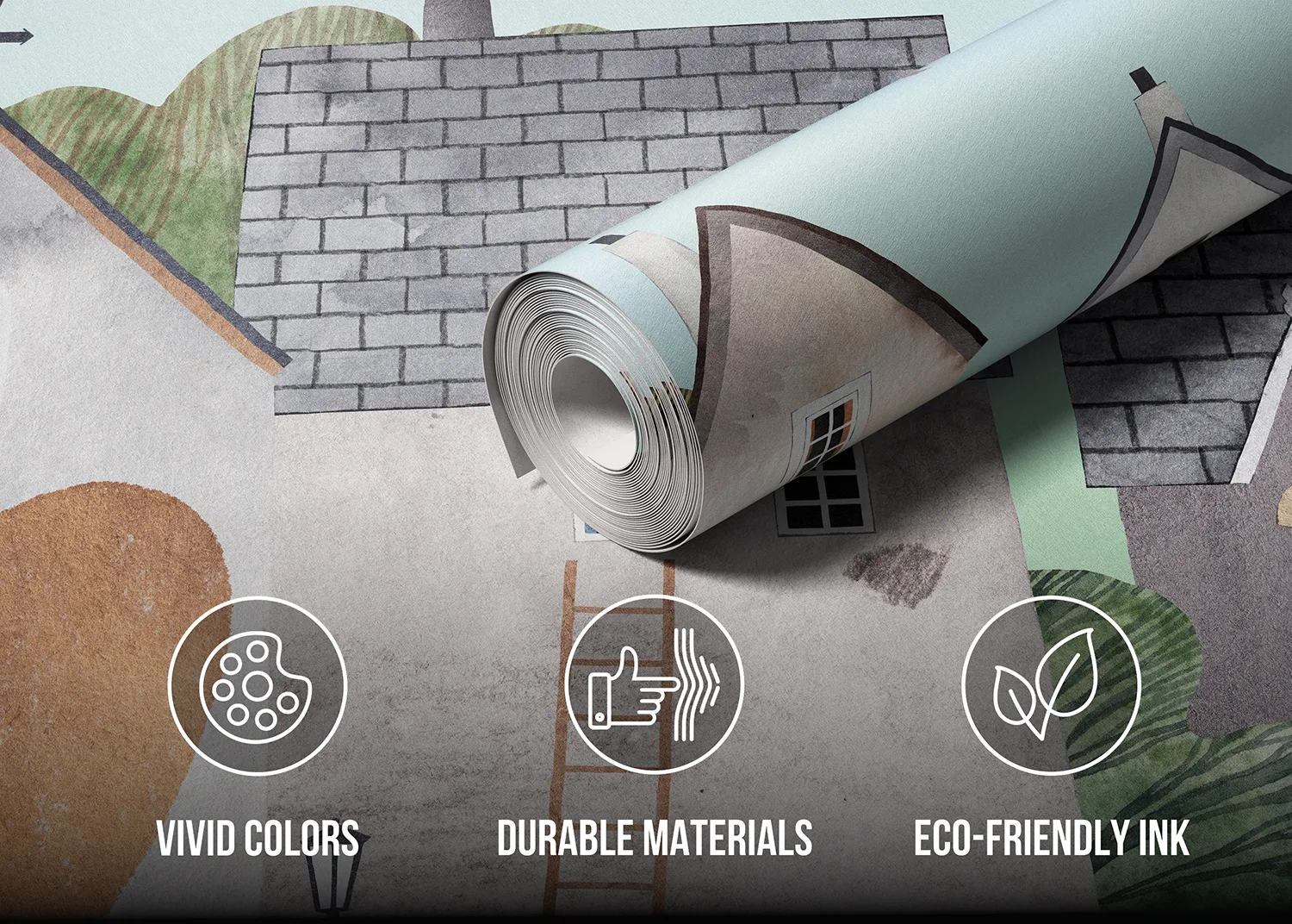 Custom Size Wall Mural Lovely Neighborhood | Premium Non-Woven Wallpaper | FTD5P 352371 4