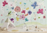 Custom Size Wall Mural Colorful Flowers Doodle | Premium Non-Woven Wallpaper | FTD5P 352373