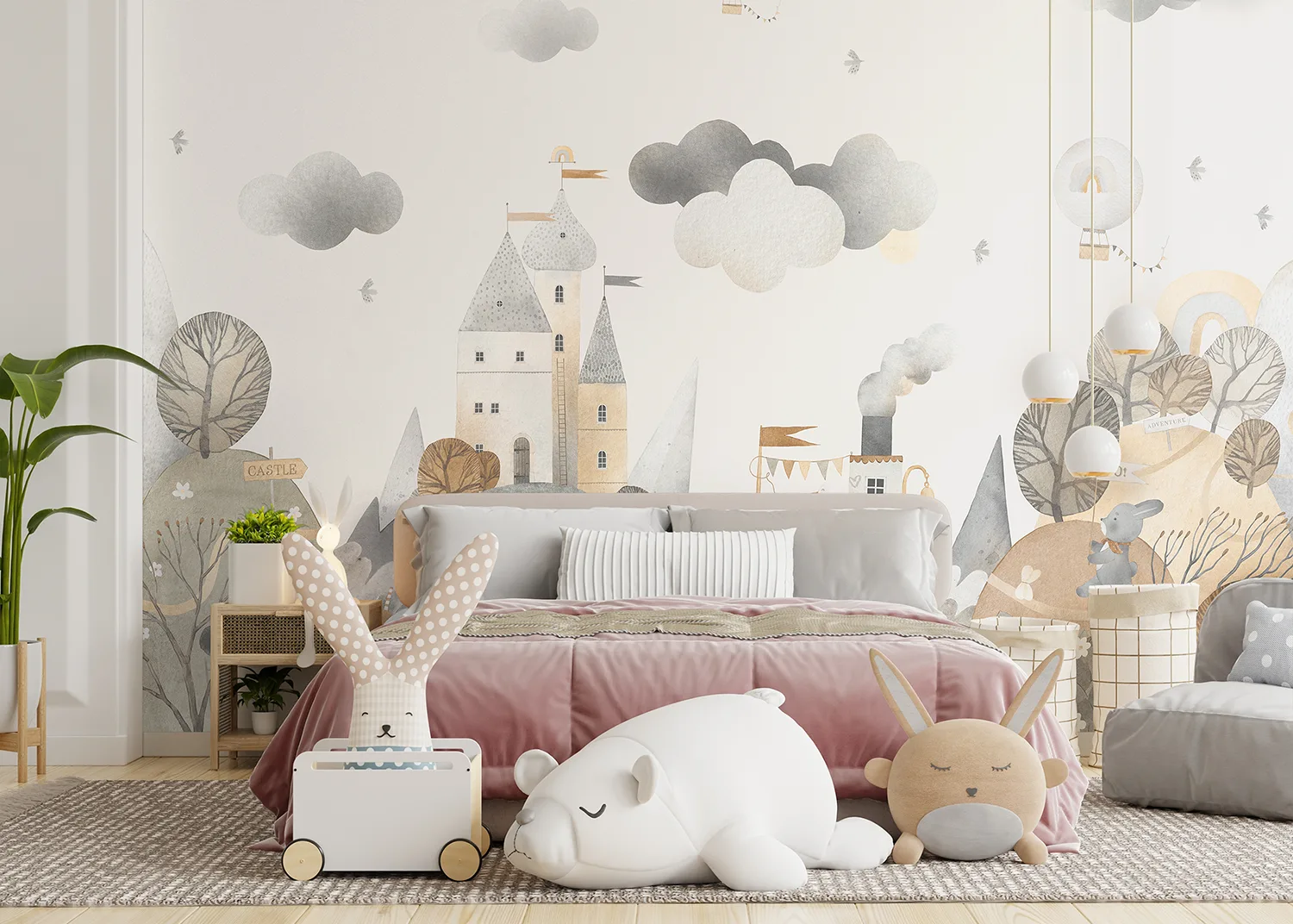 Custom Size Wall Mural Watercolor Dreamy Forest Landscape | Premium Non-Woven Wallpaper | FTD5P 352393 3