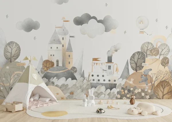 Custom Size Wall Mural Watercolor Dreamy Forest Landscape | Premium Non-Woven Wallpaper | FTD5P 352393