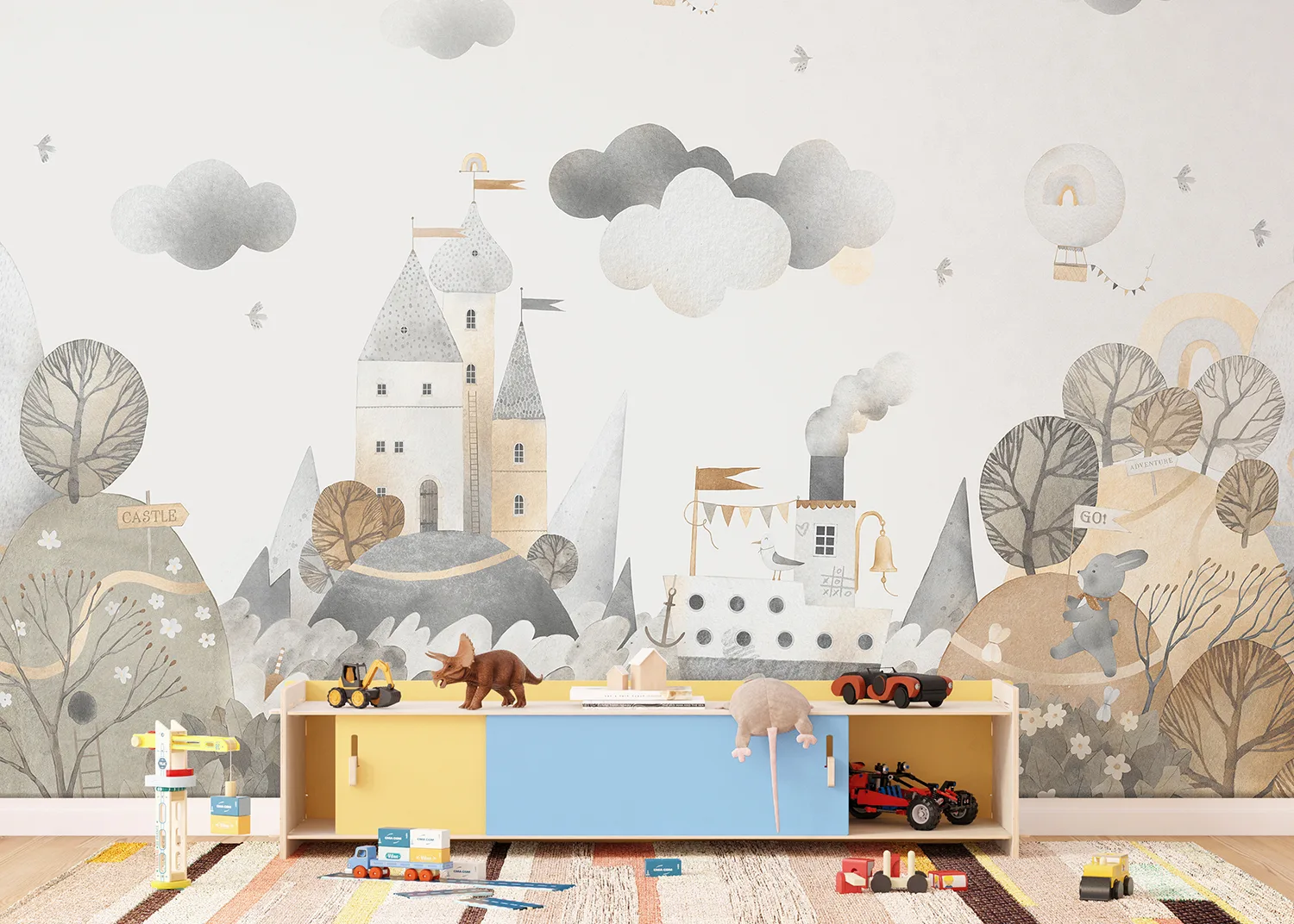 Custom Size Wall Mural Watercolor Dreamy Forest Landscape | Premium Non-Woven Wallpaper | FTD5P 352393 2