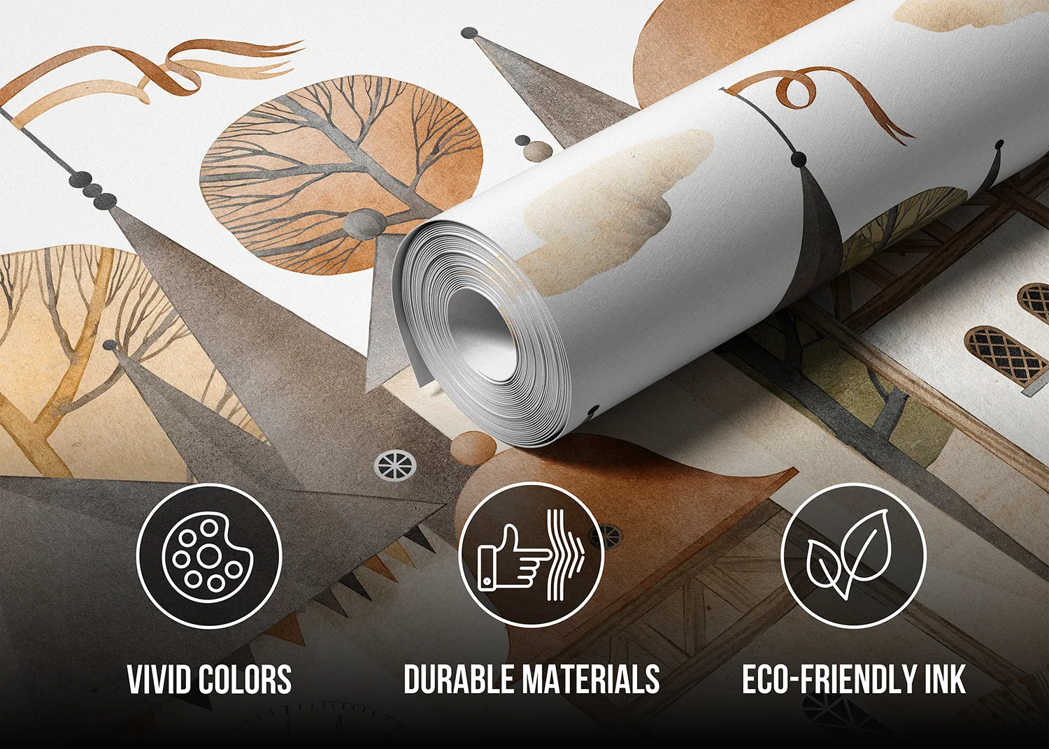 Custom Size Wall Mural Watercolor City | Premium Non-Woven Wallpaper | FTD5P 352395 4