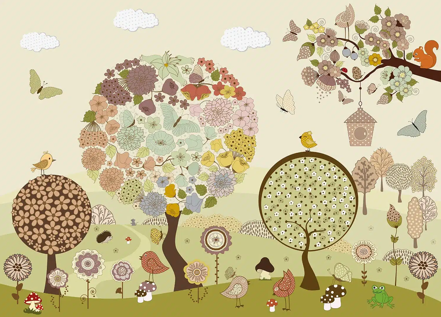 Custom Size Wall Mural Flower Tree | Premium Non-Woven Wallpaper | FTD5P352397