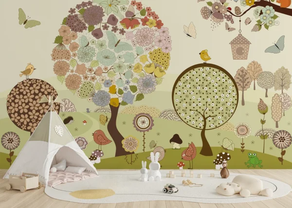 Custom Size Wall Mural Flower Tree | Premium Non-Woven Wallpaper | FTD5P 352397