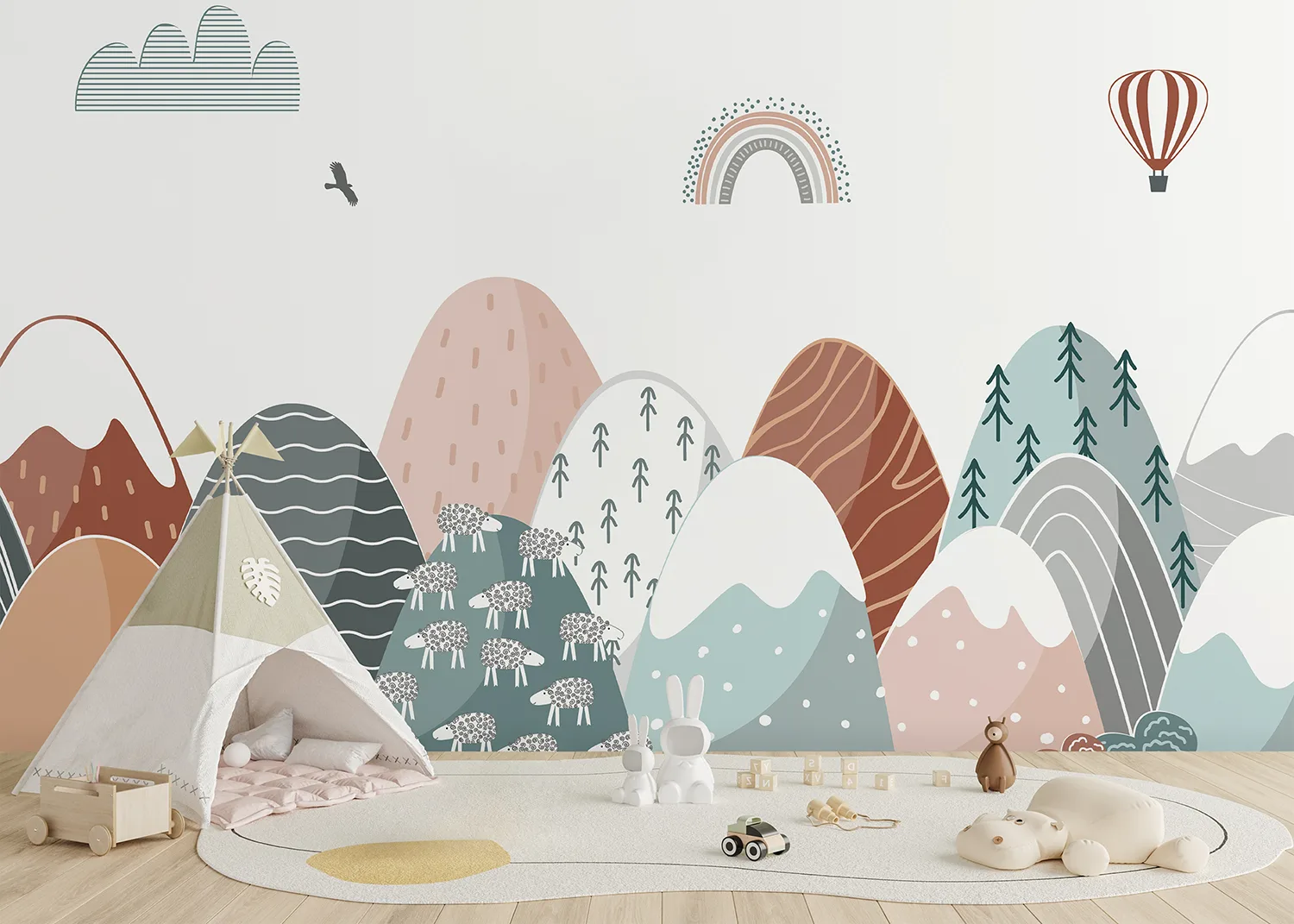 Custom Size Wall Mural Pastel Mountain Journey | Premium Non-Woven Wallpaper | FTD5P 352399 2
