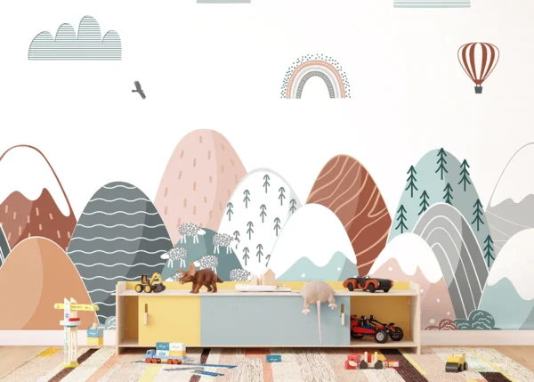 Custom Size Wall Mural Pastel Mountain Journey | Premium Non-Woven Wallpaper | FTD5P 352399