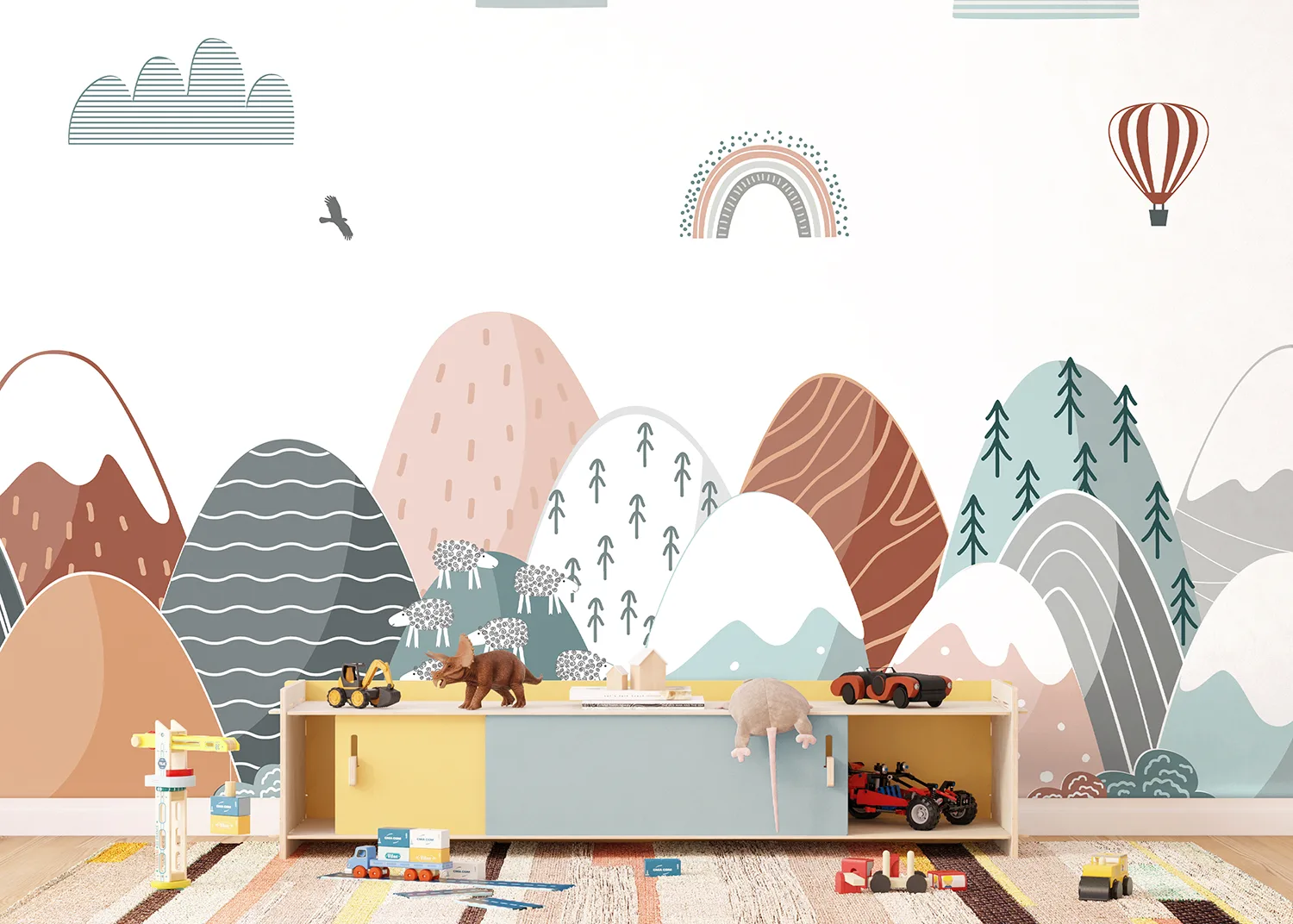 Custom Size Wall Mural Pastel Mountain Journey | Premium Non-Woven Wallpaper | FTD5P 352399