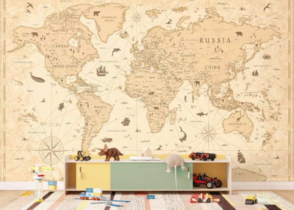 Custom Size Wall Mural Antique Atlas | Premium Non-Woven Wallpaper | FTD5P 352433