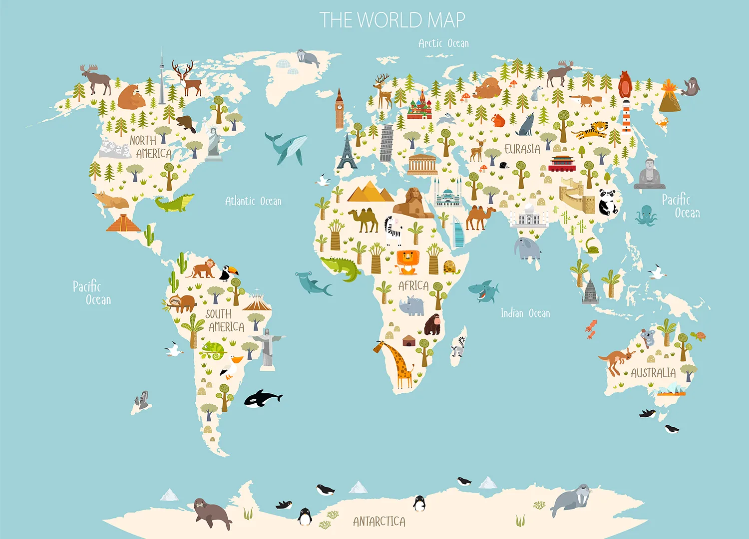 Custom Size Wall Mural Little Explorer's Map | Premium Non-Woven Wallpaper | FTD5P 352437