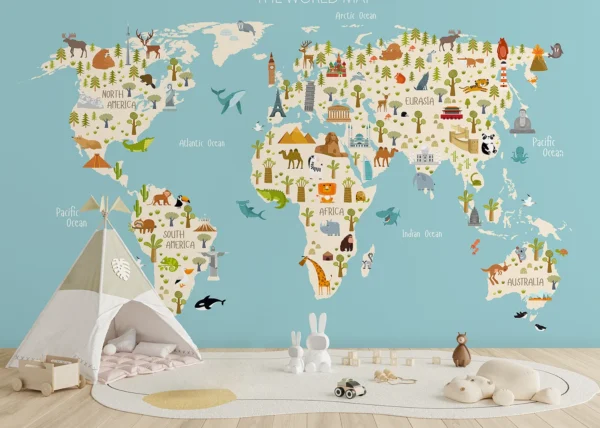 Custom Size Wall Mural Little Explorer's Map | Premium Non-Woven Wallpaper | FTD5P 352437