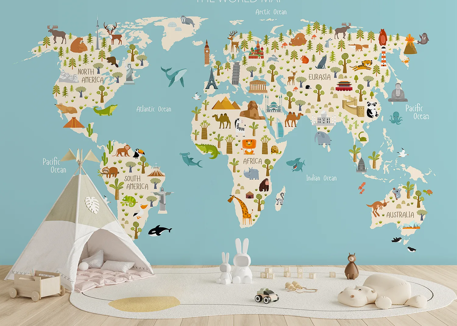 Custom Size Wall Mural Little Explorer's Map | Premium Non-Woven Wallpaper | FTD5P 352437