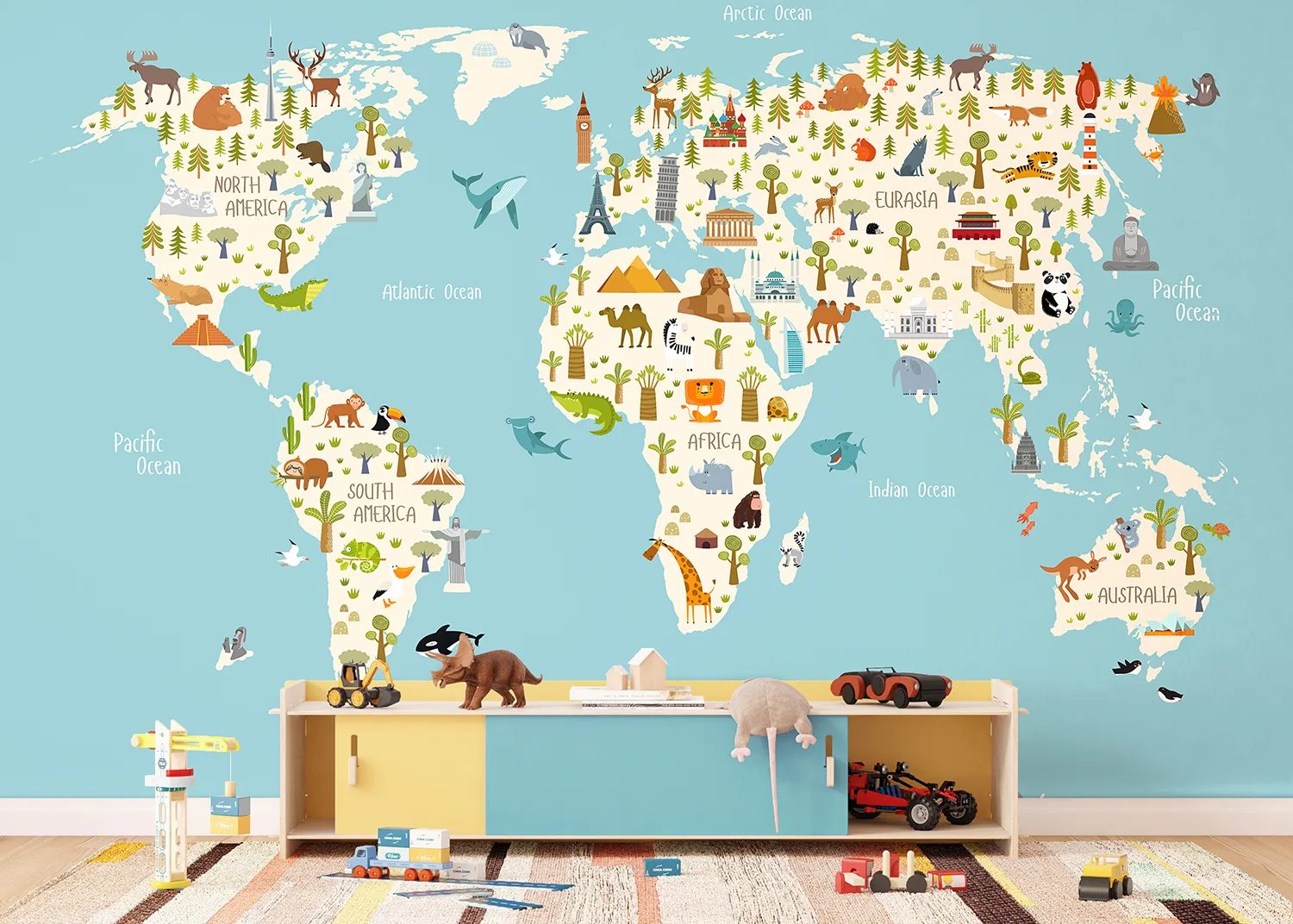 Custom Size Wall Mural Little Explorer's Map | Premium Non-Woven Wallpaper | FTD5P 352437 2