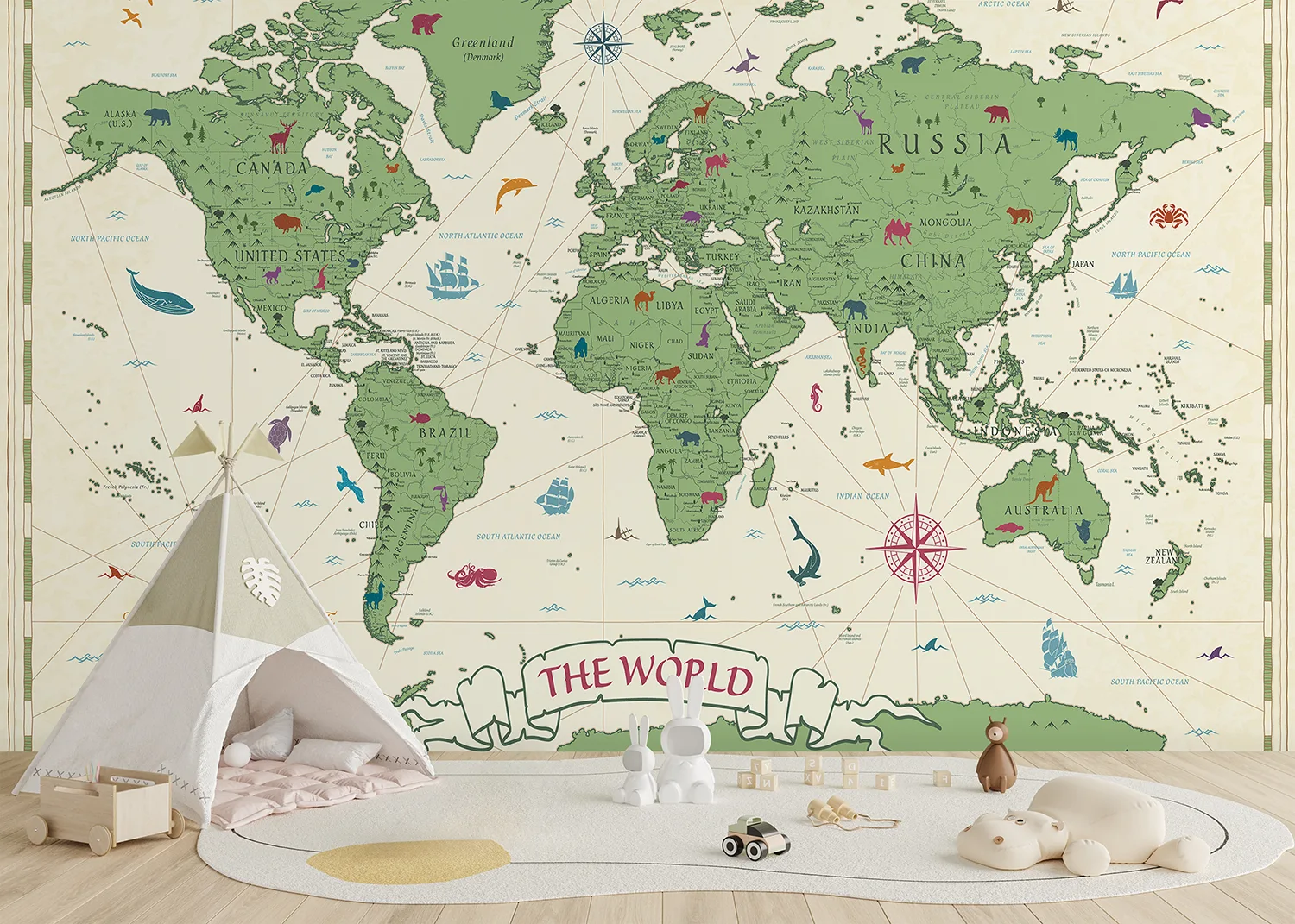 Custom Size Wall Mural Classic Kids' World | Premium Non-Woven Wallpaper | FTD5P 352455 2
