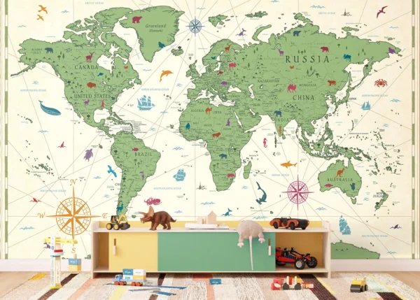 Custom Size Wall Mural Classic Kids' World | Premium Non-Woven Wallpaper | FTD5P 352455