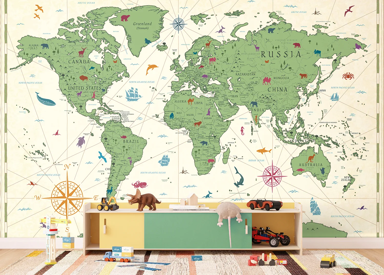 Custom Size Wall Mural Classic Kids' World | Premium Non-Woven Wallpaper | FTD5P 352455