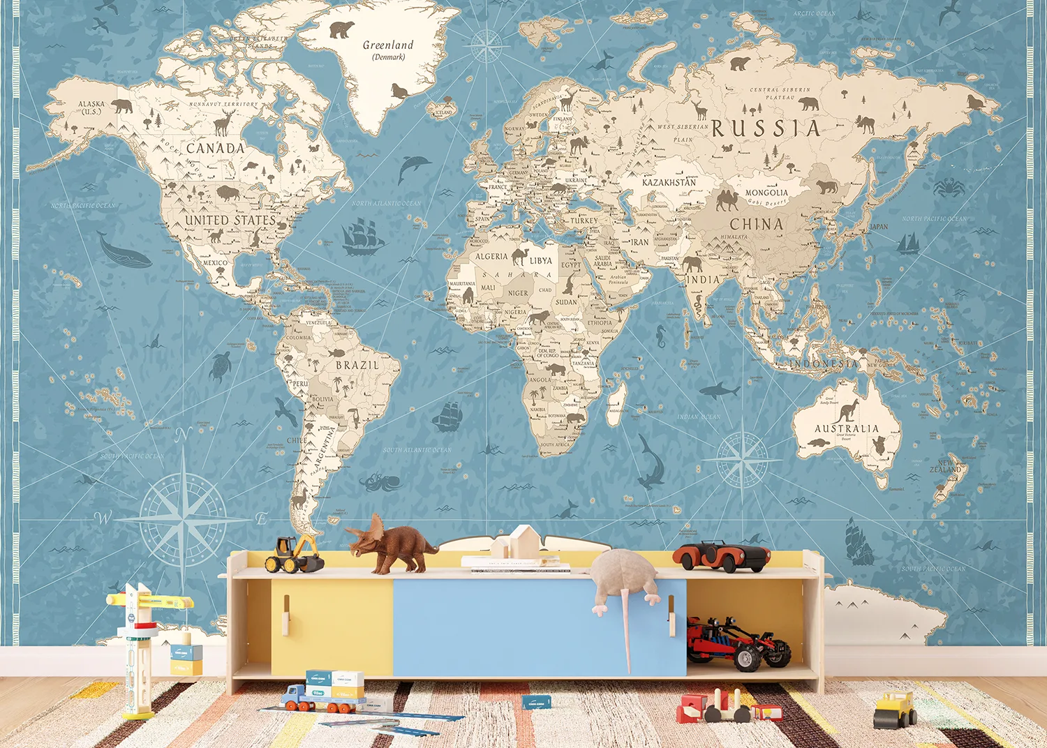 Custom Size Wall Mural Our Animal Planet | Premium Non-Woven Wallpaper | FTD5P 352457