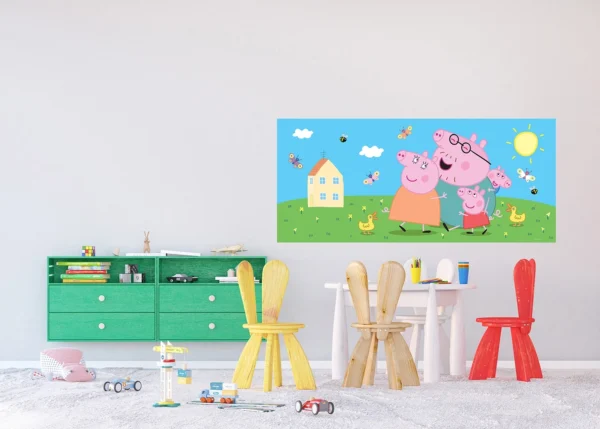 Dětská vliesová fototapeta na zed' Prasátko Peppa s Rodinou | 170 x 75 cm | FTDNH 5519