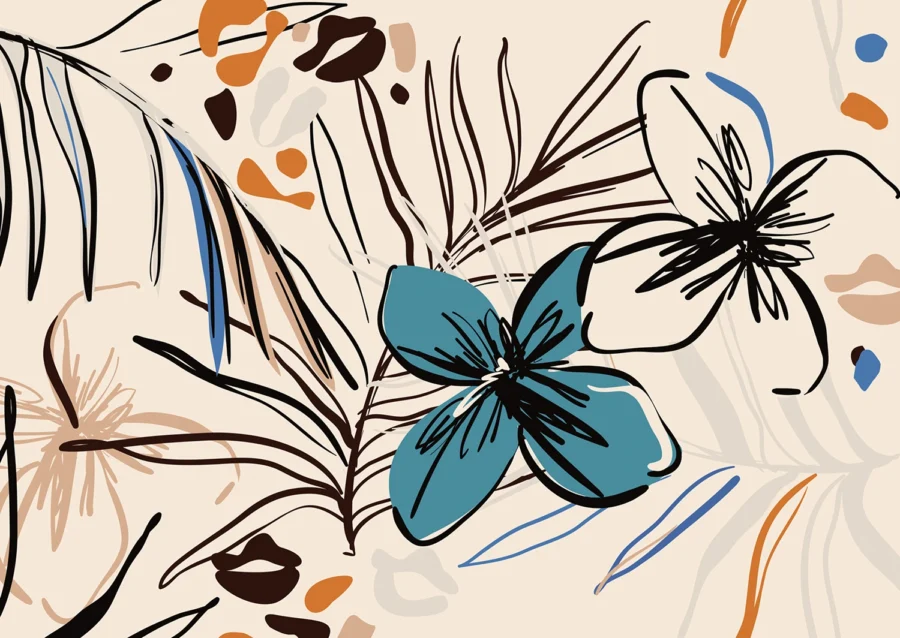 Wall Mural Graphical Florals, 155 x 110 cm, FTNM 7703 - Image 2