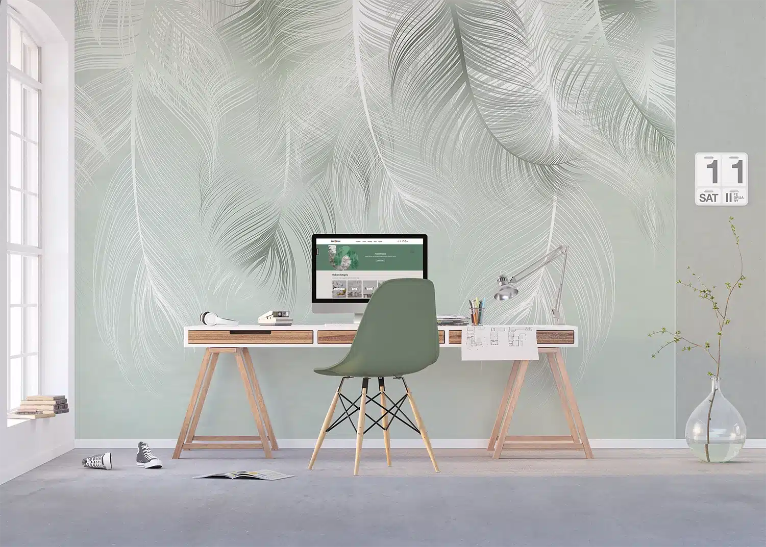 Custom Size Wall Mural Feather Dream | Premium Non-Woven Wallpaper | FTNS1250 5