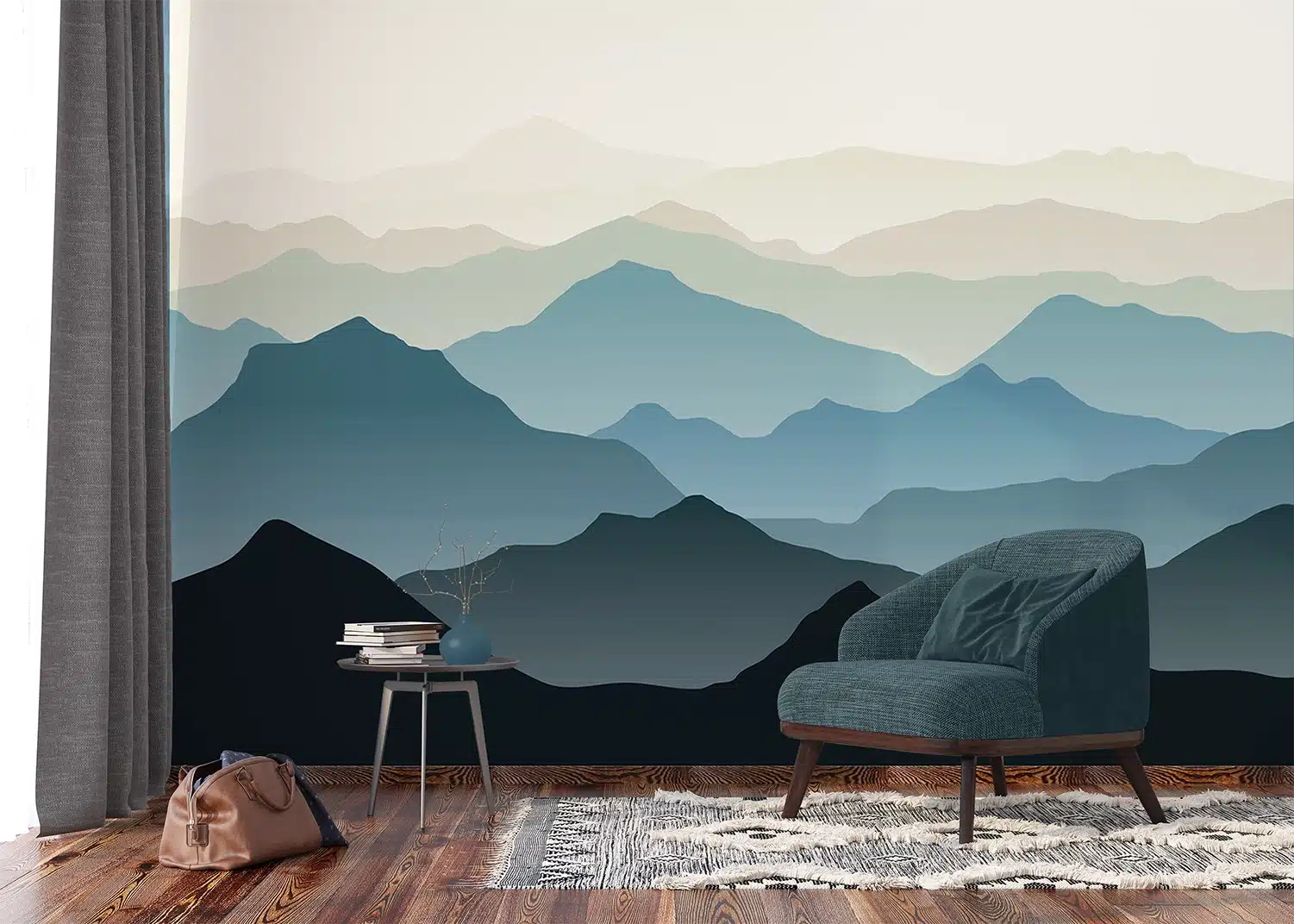 Custom Size Wall Mural Mountain Panorama | Premium Non-Woven Wallpaper | FTNS1267 4