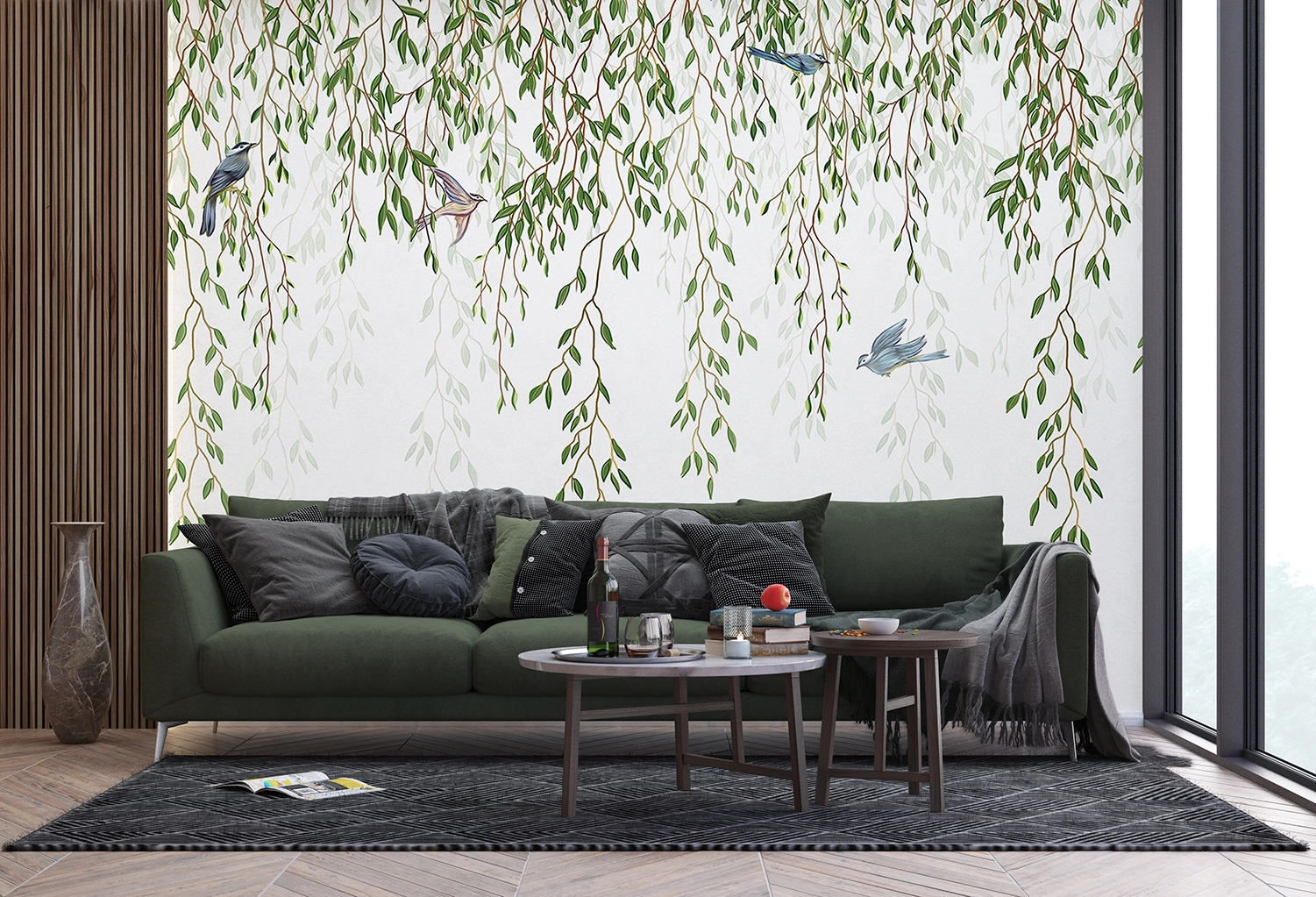 Custom Size Wall Mural Tender Branches | Premium Non-Woven Wallpaper | FTNS1288 4