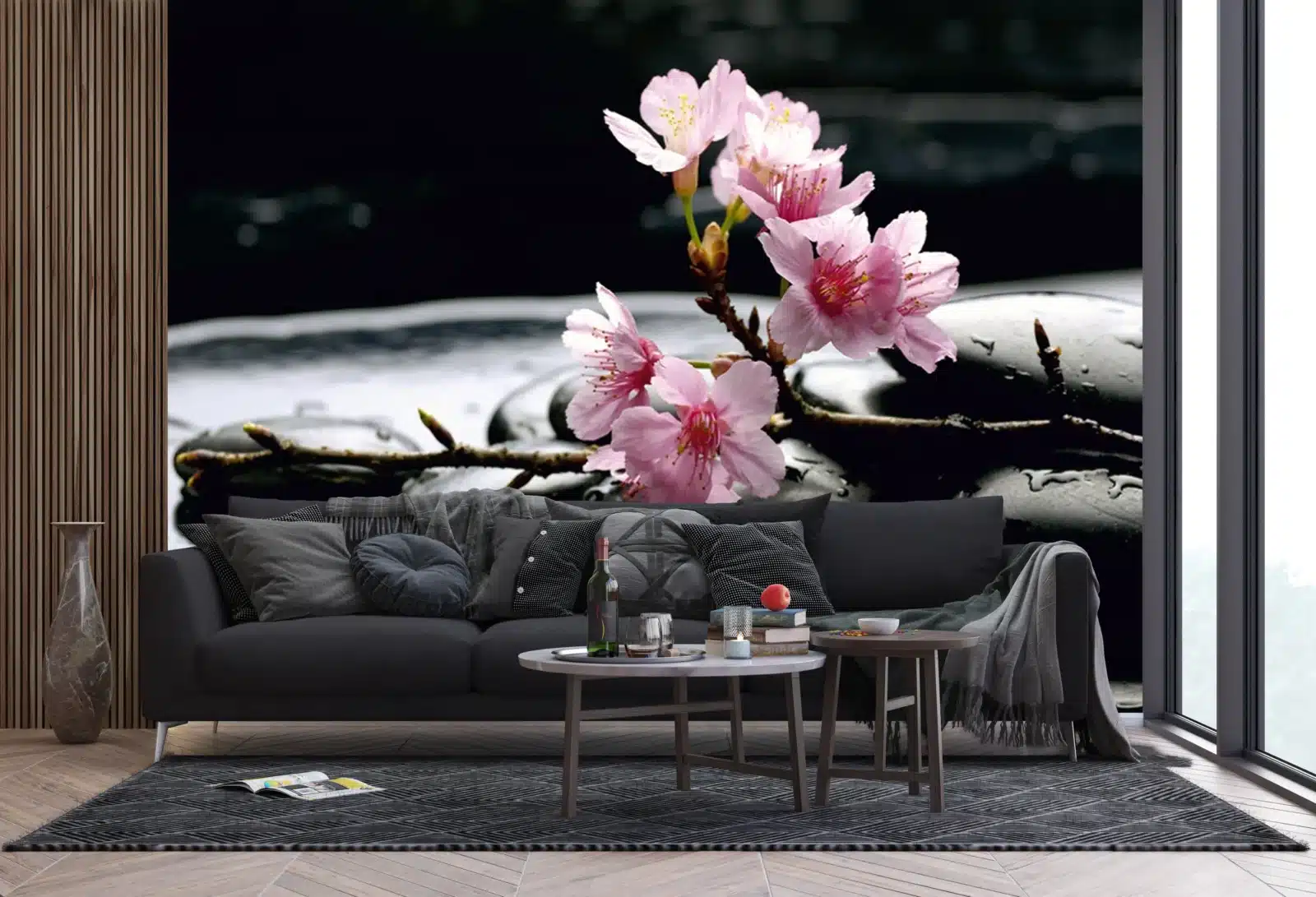 Custom Size Wall Mural Floating Sakura | Premium Non-Woven Wallpaper | FTNS2460 3